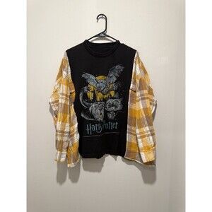 Reworked Upcycle Grunge Oversize Harry Potter Flannel Top M/L